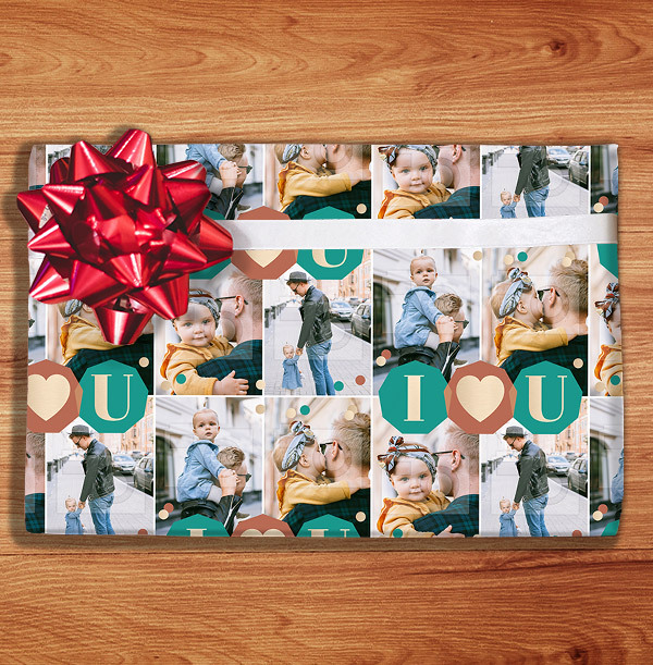 I Heart U Male Photo Wrapping Paper