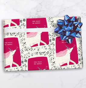 Horny Unicorn Personalised Valentines Photo Wrapping Paper
