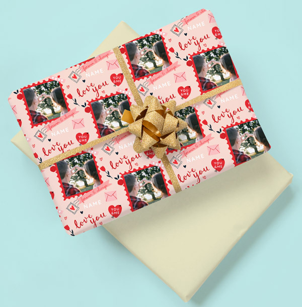 Love You Stamp Photo Wrapping Paper
