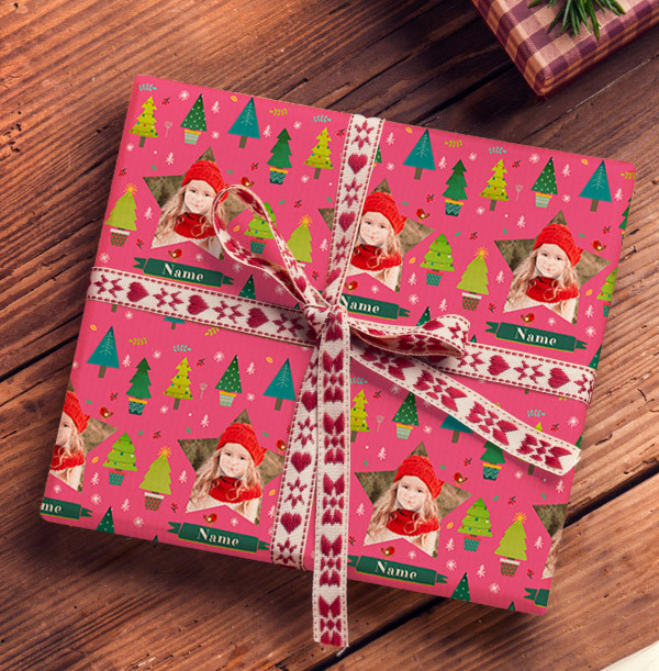 Pink Photo Christmas Wrapping Paper