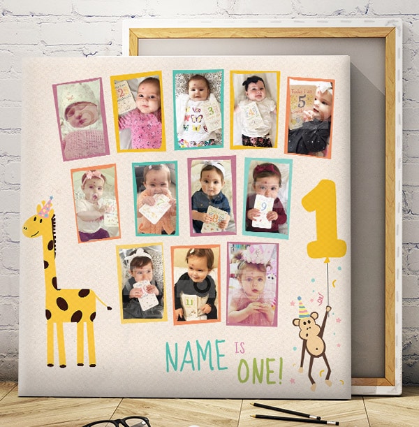 12 Month Baby Photo Canvas - Square