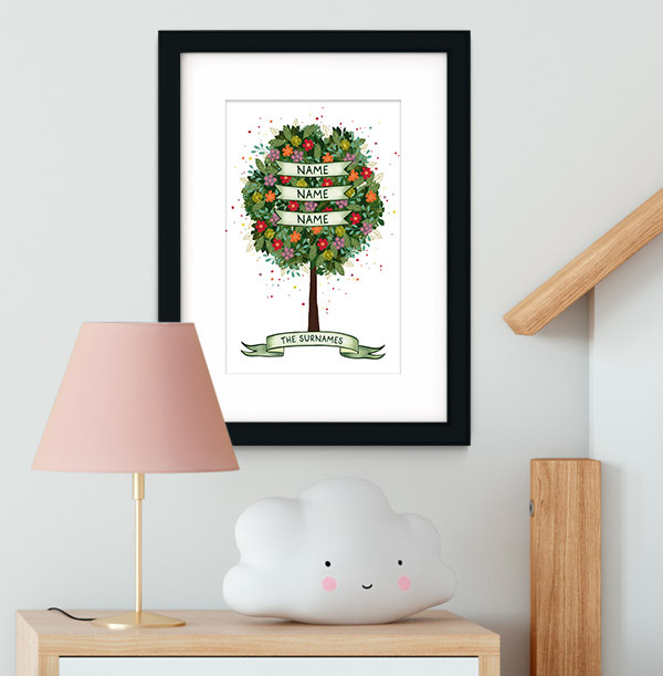 Family Tree of 3 Personalised Print