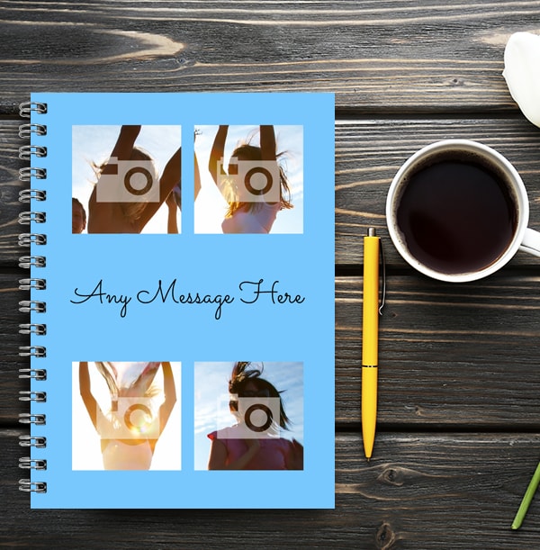 4 Photo & Middle Text Blue Notebook