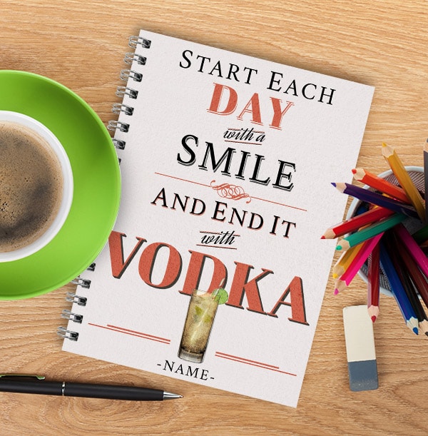 Personalised Vodka Notebook, End Each Day