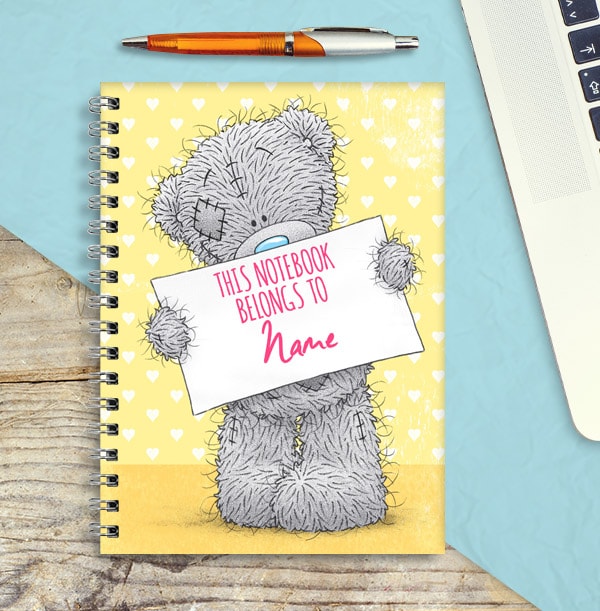 Yellow Tatty Teddy Personalised Name Notebook
