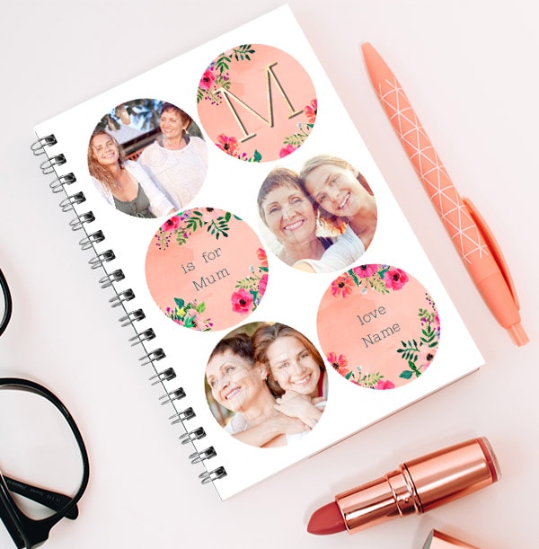 Mum Initial 3 Photo Collage Notebook