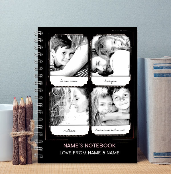 Personalised From Kids Notebook, Retro 4 Photos