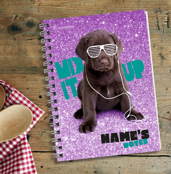 Chocolate Labrador Personalised Notebook - Shiny Purple