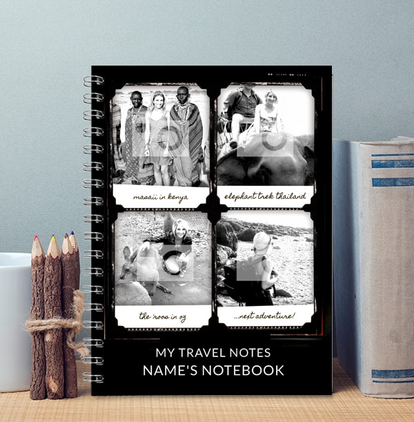 4 Photo Retro Personalised Travel Notebook