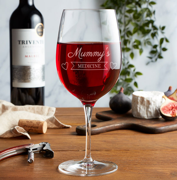 'Mummy's Medicine' Engraved Wine Glass