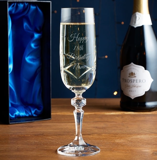 Engraved Crystal Champagne Glass - 18th Birthday