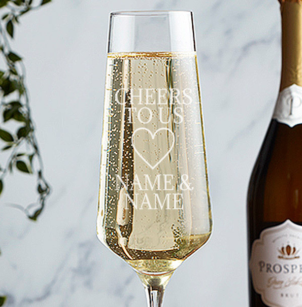 Engraved Cheers to Us Champagne Glass