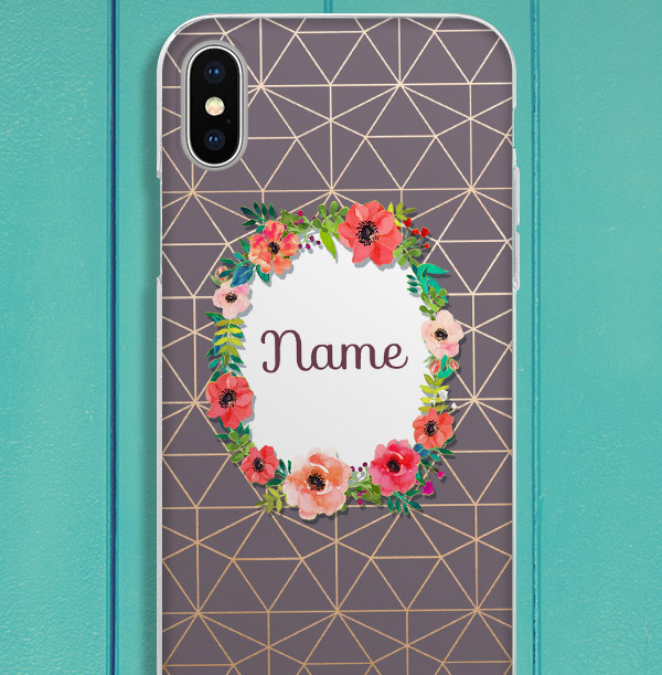 Geometric and Floral Personalised iPhone Case