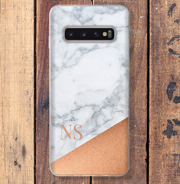 Marble and Copper Samsung Phone Case with Initials