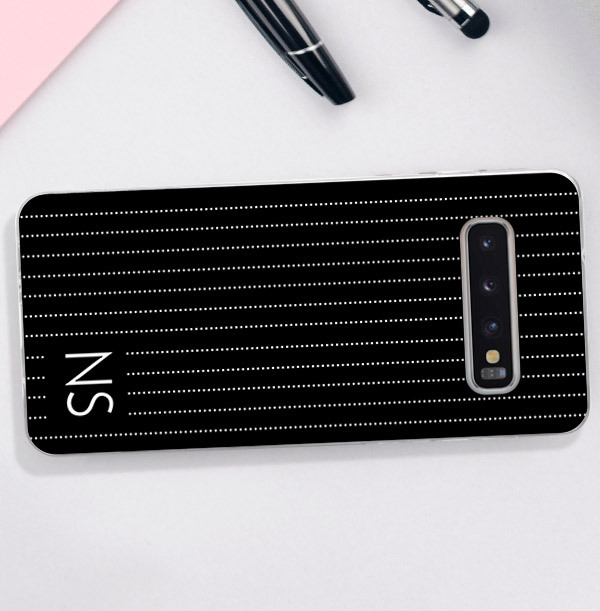 Black Samsung Phone Case with Pin Stripe and Initials