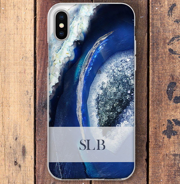Modern Blue Pattern Personalised iPhone Case