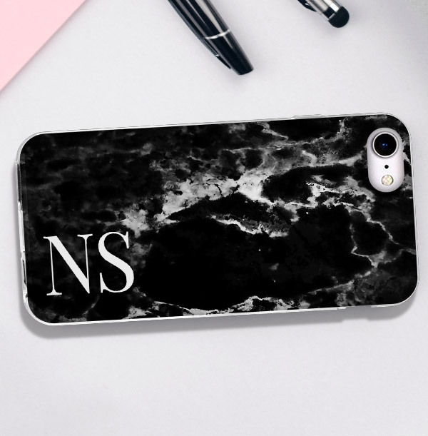 ZDISC Black Marble and Large Initials iPhone Case