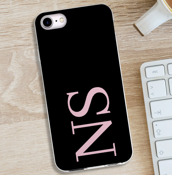 ZDISC Black iPhone Case with Large Pink Initials