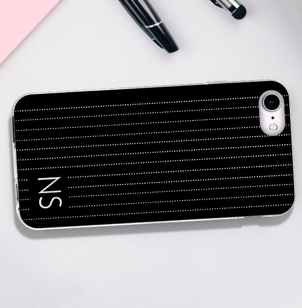 Black iPhone Case with Pin Stripe and Initials