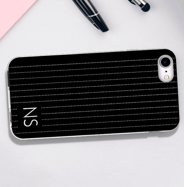ZDISC Black iPhone Case with Pin Stripe and Initials