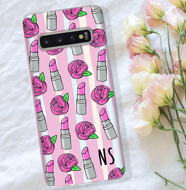 Lipstick and Roses Initials Samsung Phone Case