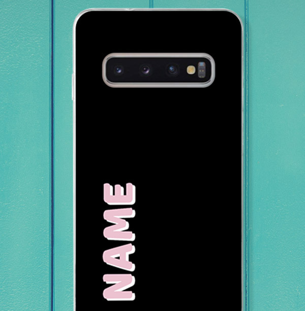 Black Samsung Phone Case with Large Pink Name