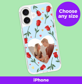 Blue Roses & Heart Photo iPhone Case