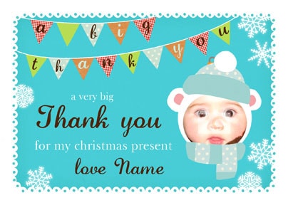 Photo Face Xmas Thank You Card from Kids