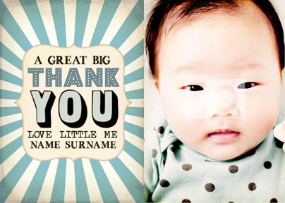 Great Big Baby Thank You Card - Blue & White Stripes