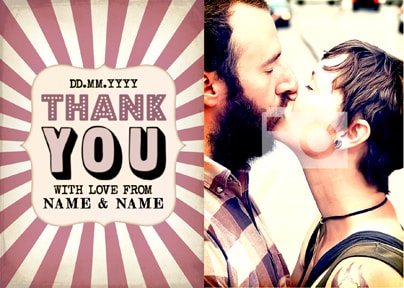 Pink & White Stripe Wedding Thank You Postcard