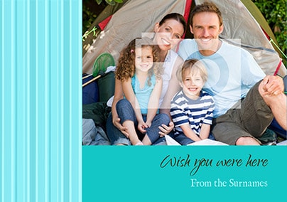 Family Holiday Photo Postcard - Blue