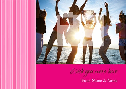 Family Holiday Photo Postcard - Pink