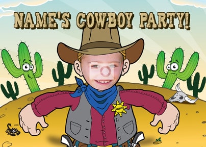 Cowboy Kids Birthday Party Invite, Photo Postcard