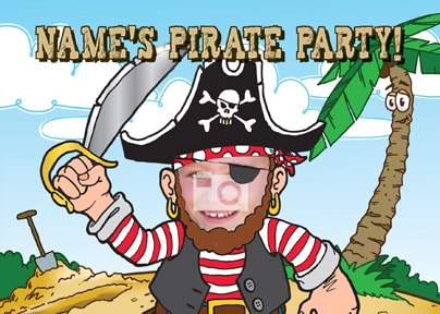 Pirate Kids Party Photo Invitation Postcard - Desert Island