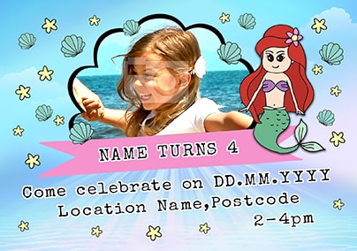 Mermaid Party Invite Photo Postcard