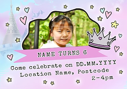 Princess Party Invite Photo Postcard