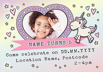 Unicorn Party Invite Photo Postcard
