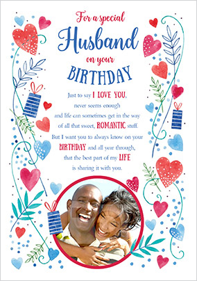 Special Husband Birthday Verse Photo Postcard
