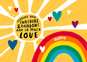 Sunshine, Rainbows and Love personalised Postcard