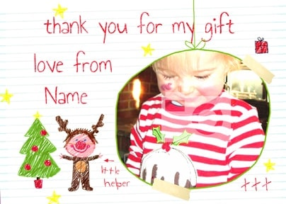 Reindeer Kids Christmas Thank You Postcard