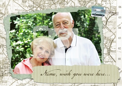 Map Background Holiday Photo Postcard