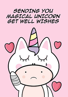 Magical Unicorn Well Wishes Personalised Postcard