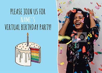 Virtual Birthday Party Invite Photo Postcard