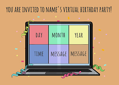 Virtual Birthday Party Invite Personalised Postcard