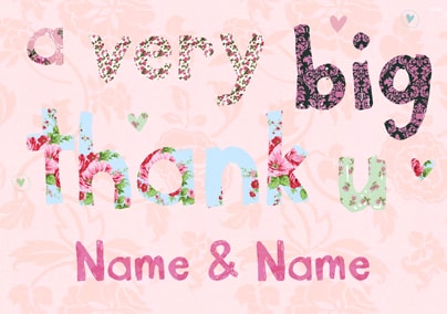 A Very Big Thank You Pink Personalised Postcard