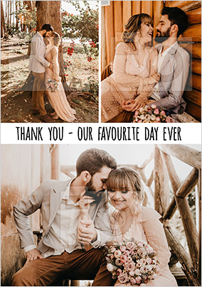 Our Favourite Day Ever 3 Photo Thank You Postcard