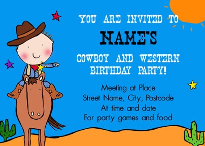 Cowboy Kids Birthday Party Invitation Postcard
