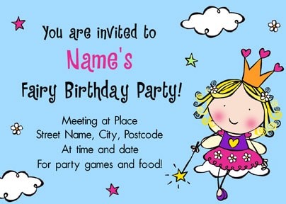 Fairy Kids Birthday Party Invitation Postcard