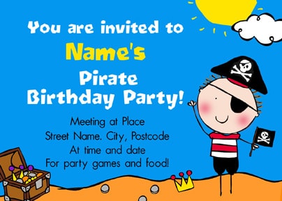 Pirate Kids Birthday Party Invitation Postcard