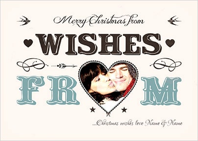 Christmas Wishes Love Heart Photo Postcard
